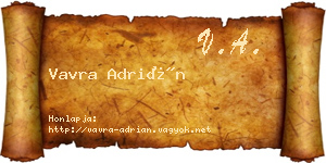 Vavra Adrián névjegykártya